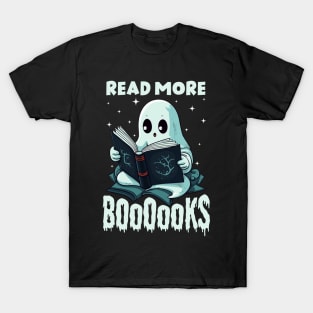 Cute Booooks Ghost Read More Books Funny Teacher Halloween T-Shirt